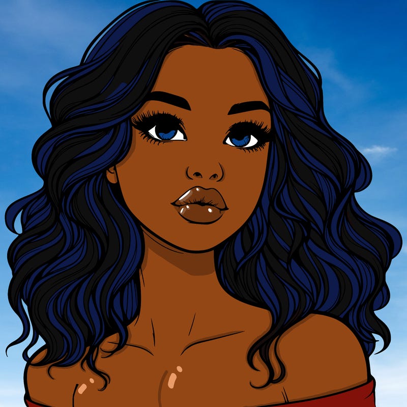 realistic girl with wavy hair and lips