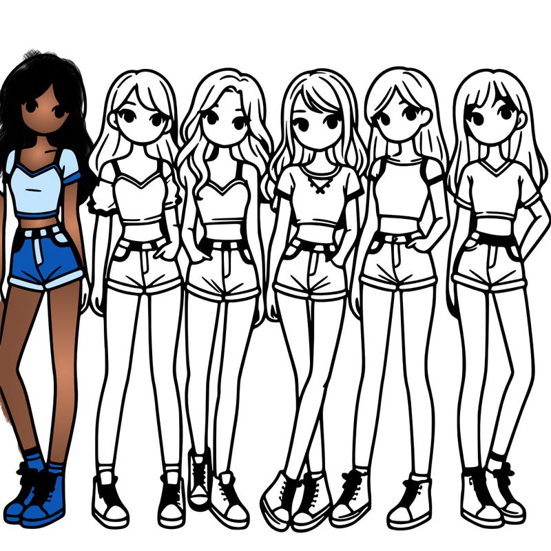 a group of girls wearing crop tops and shorts