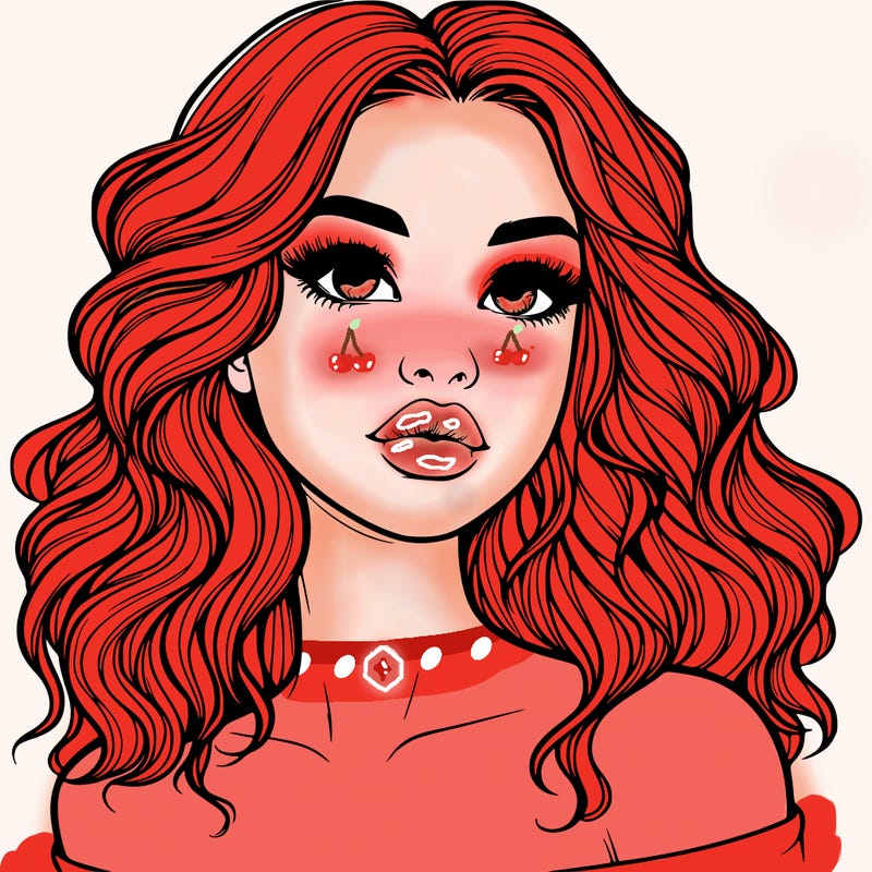 realistic girl with wavy hair and lips