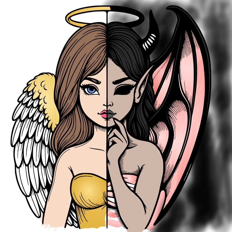 realistic angel half demon