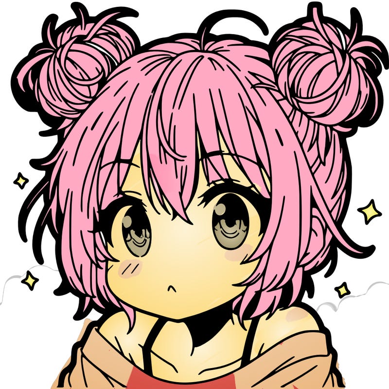 a manga girl with messy small buns