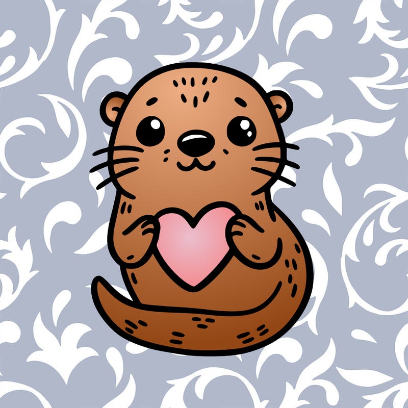 otter with a heart