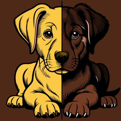 realistic dog split picture