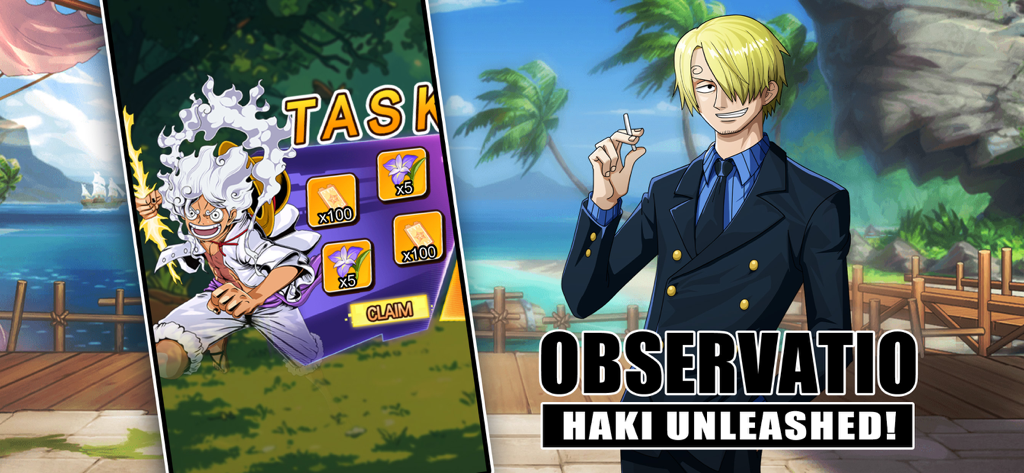 Pirate Frontline game interface showing anime character and task reward screen