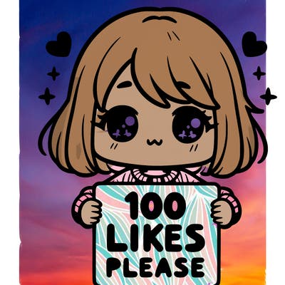 cute girl holding a sign saying 100 likes please