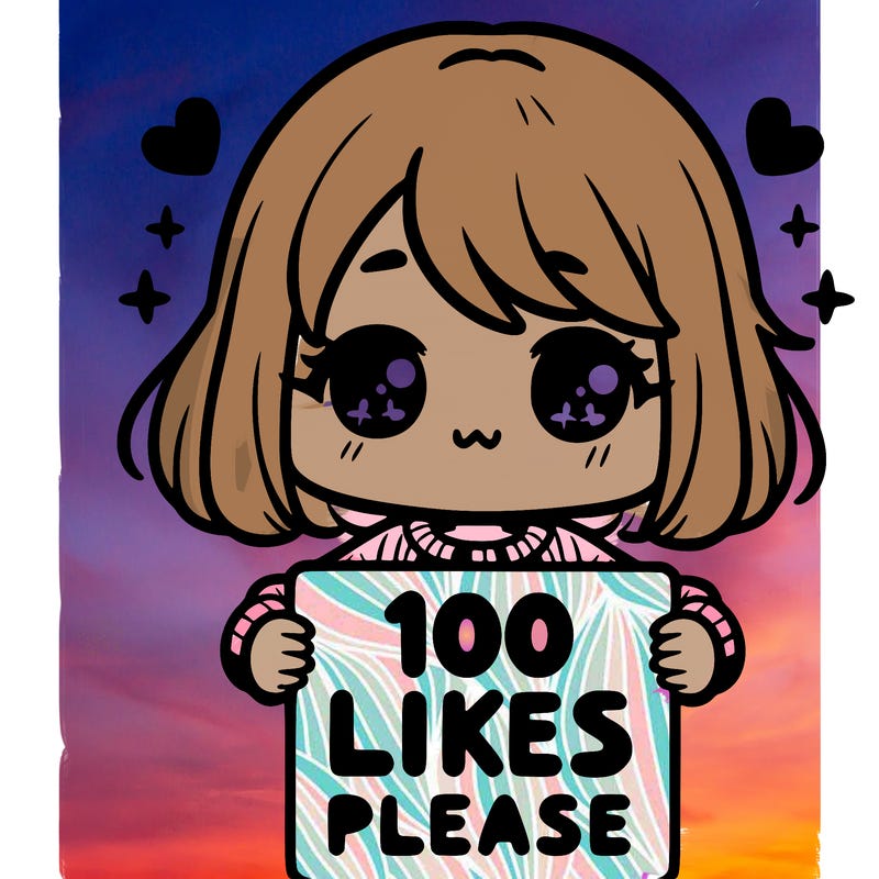 cute girl holding a sign saying 100 likes please