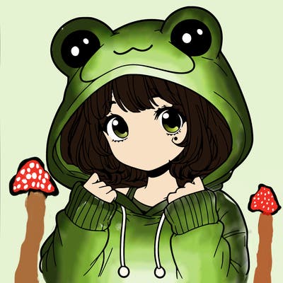 a cute teenage girl wearing a frog hoodie