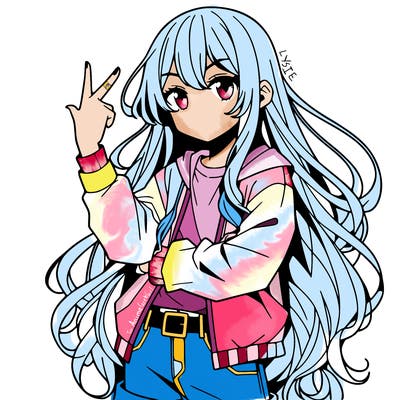 one anime girl with long hair and a cool pose