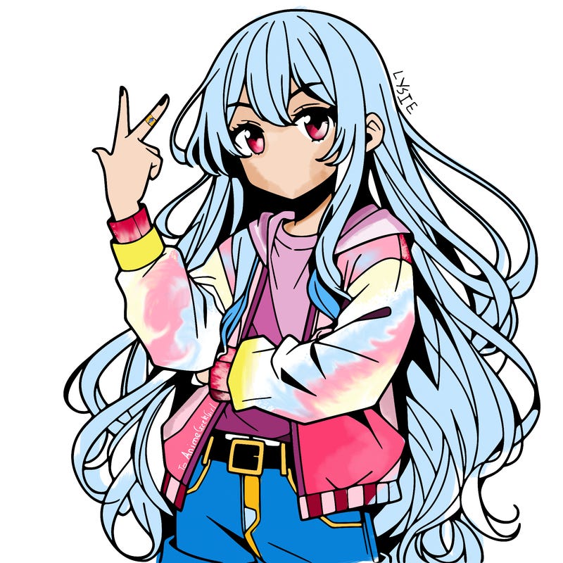 one anime girl with long hair and a cool pose