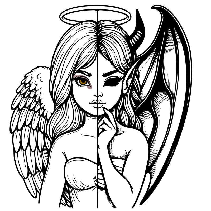 realistic angel half demon