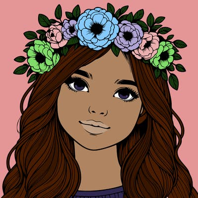 realistic girl with flower crown