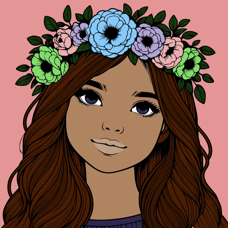 realistic girl with flower crown