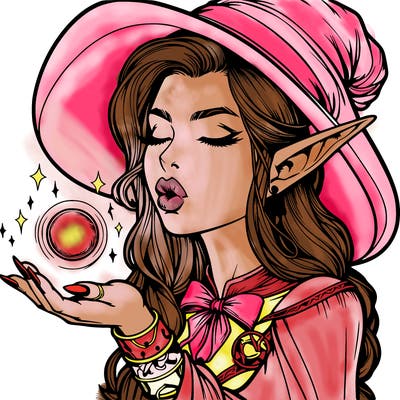 realistic elf casting a spell with lips