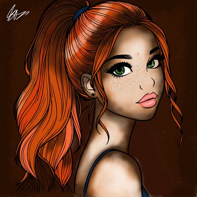 realistic pretty girl with high pony tail