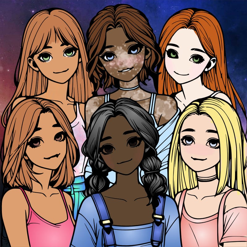 a group of girls realistic