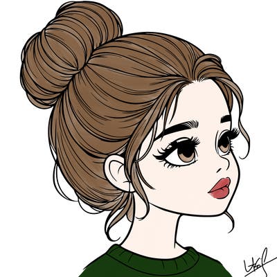 realistic girl with bun