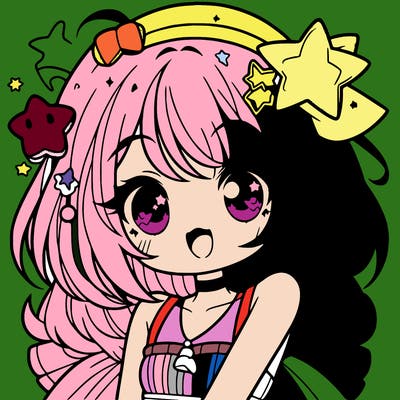 cute anime girl with star accessories