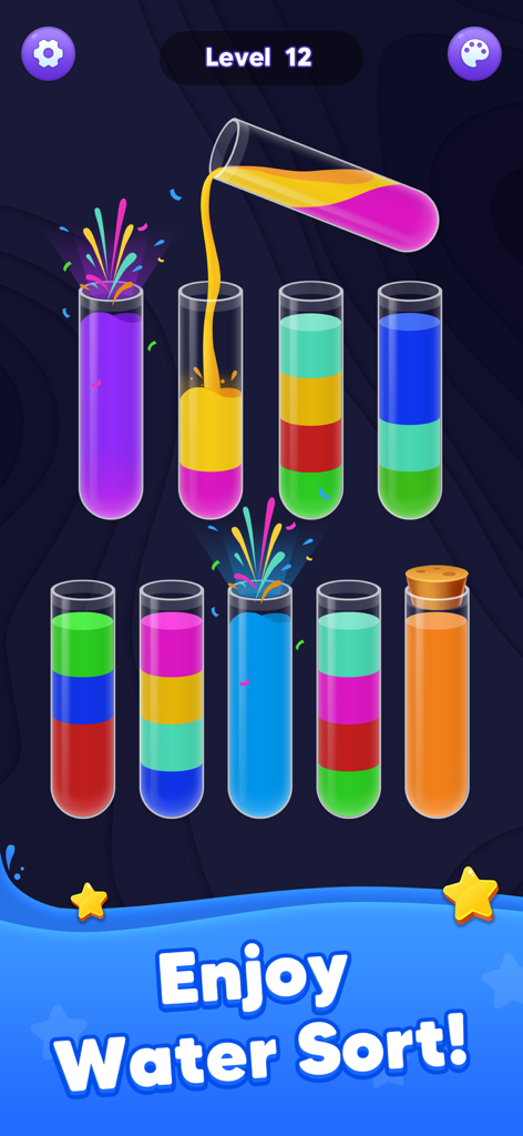 Colorful liquid sorting puzzle gameplay in Water Sort Master