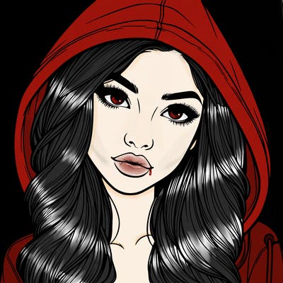 realistic beautiful girl with a hood on