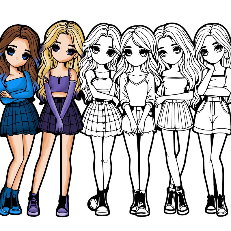 a group of girls realistic