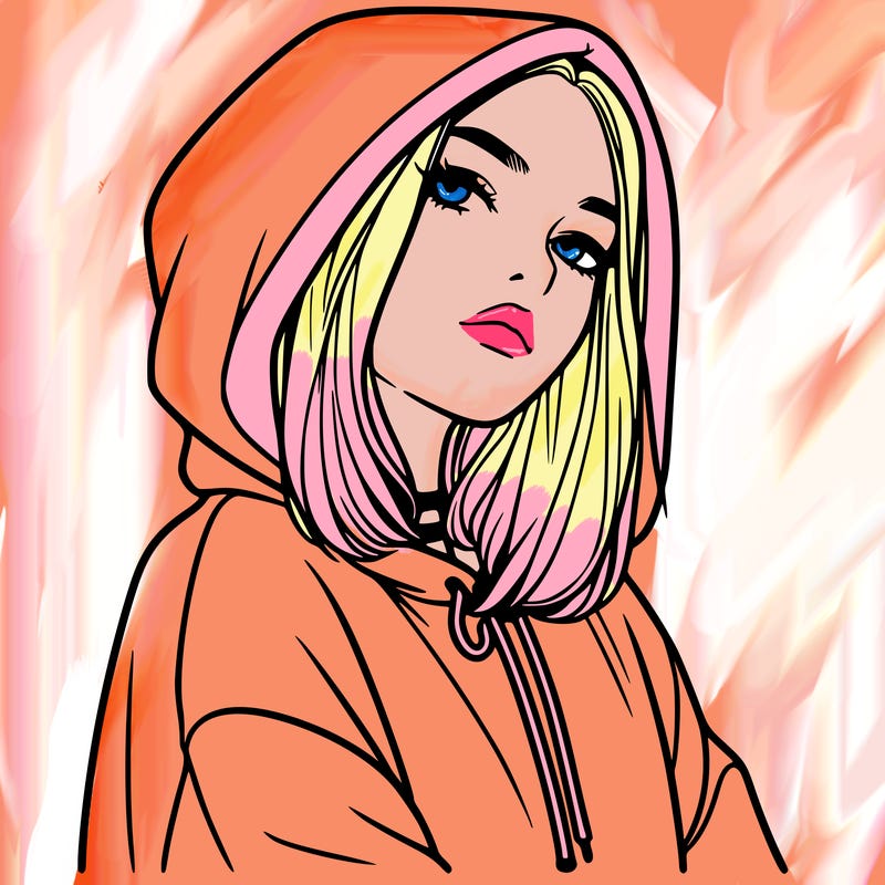 a realistic girl in a hoodie