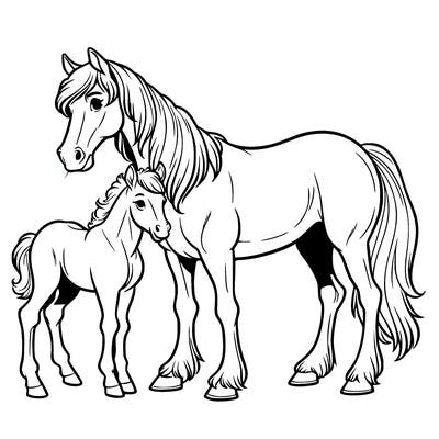 real horse with foal