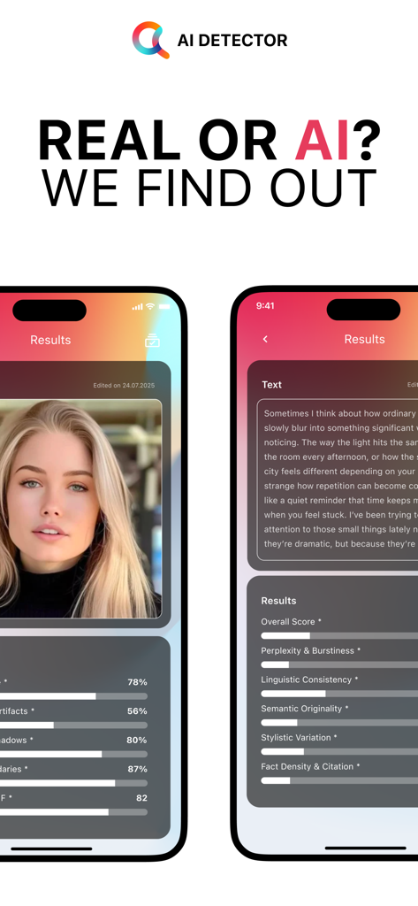 GPTZero: AI Detector Humanizer - GPTZero app interface showing AI detection analysis for images and text
