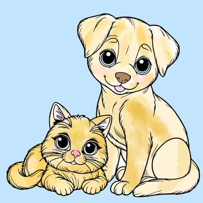 realistic cat and dog