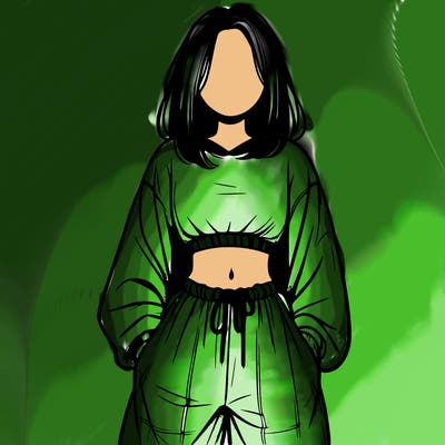 realistic girl faceless with baggy pants and a crop top