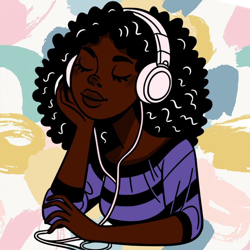 black woman listening to music