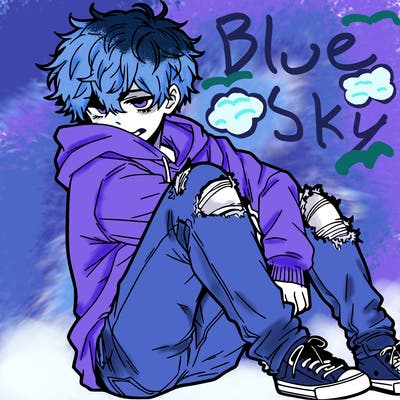 a male hoddie ripped jeans messy hair anime