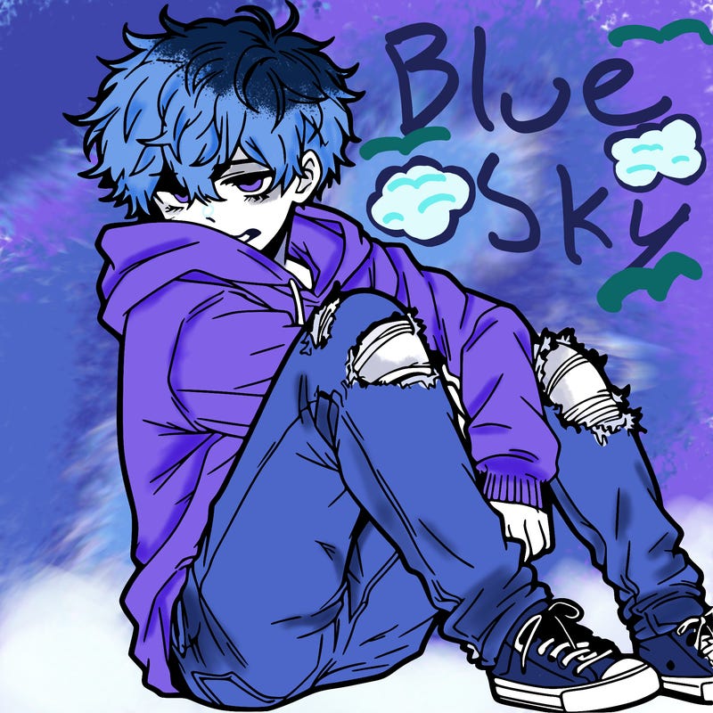 a male hoddie ripped jeans messy hair anime
