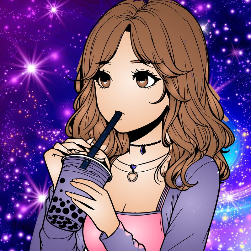 realistic girl drinking boba tea