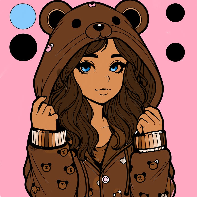 realistic girl in a animal pjs hoodie