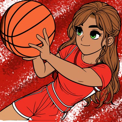 realistic girl playing basketball