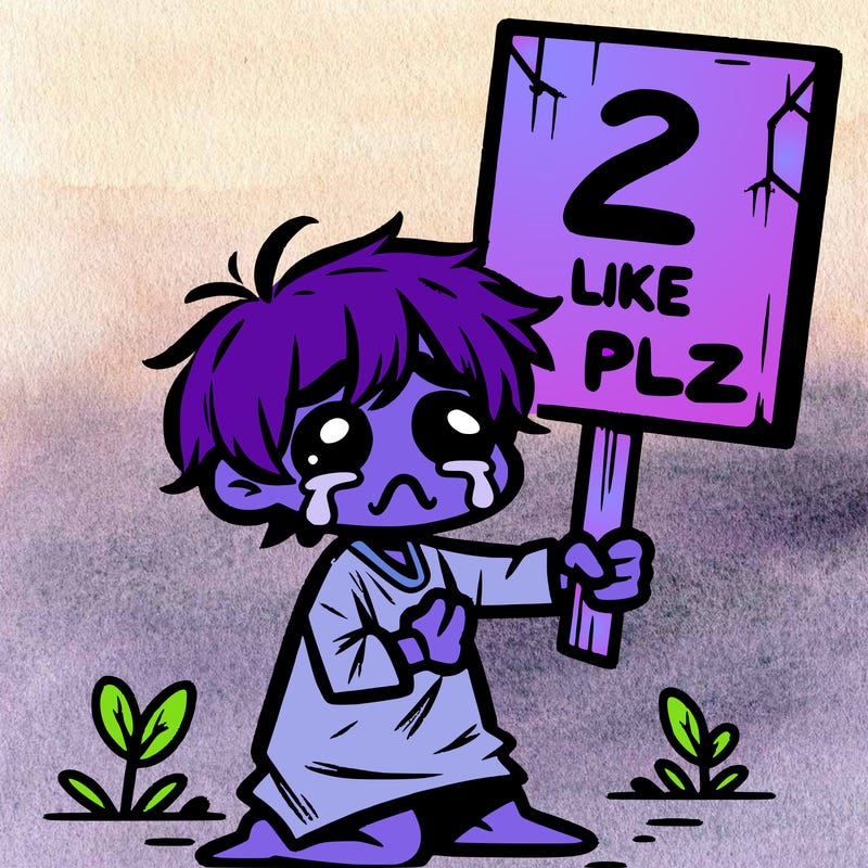 small poor toddler crying with sign that says 2 like plz