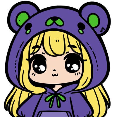 cute girl wearing a bear hoodie