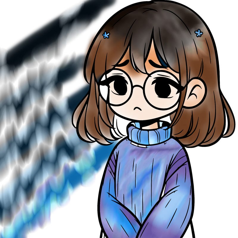 sad girl with glasses in a sweater