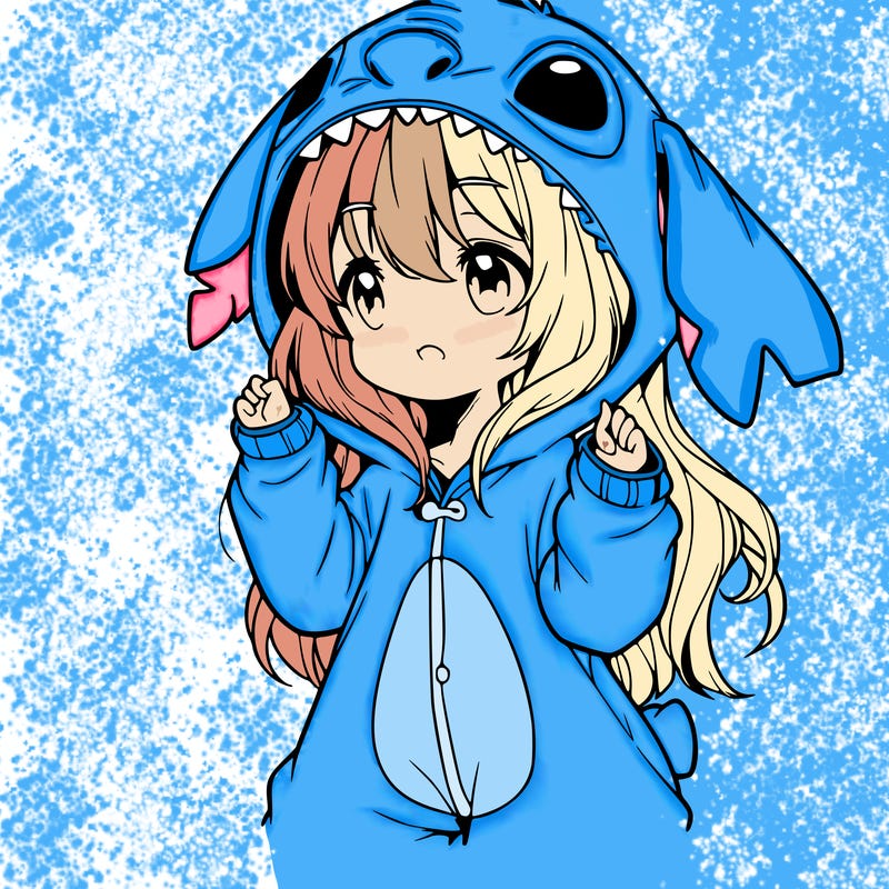 anime girl in a stitch onsie