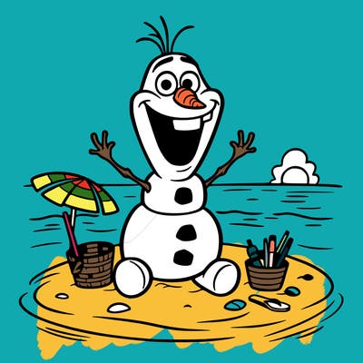 olaf on the beach