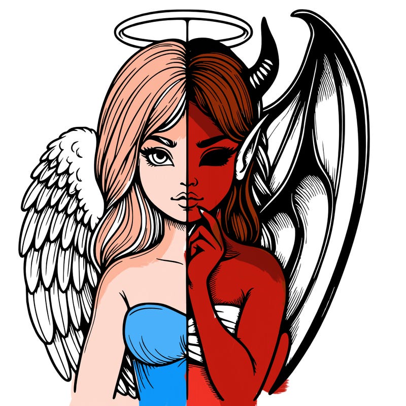 realistic angel half demon