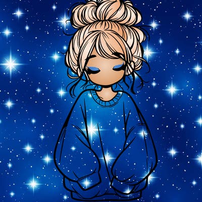 girl with baggy sweatshirt and messy bun