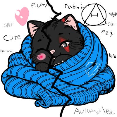 realistic cozy cat in a blanket
