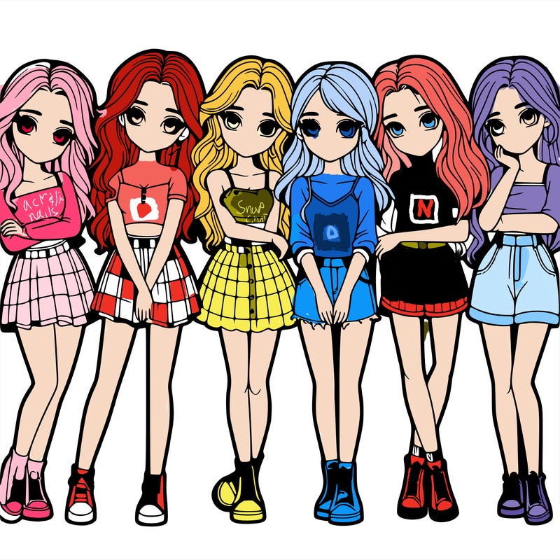 a group of girls realistic