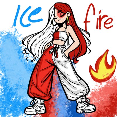 girl in baggy pants crop top and long hair