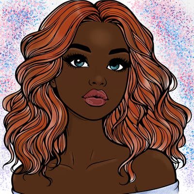 realistic girl with wavy hair and lips