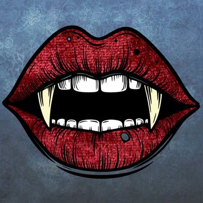 lips with vampire teeth
