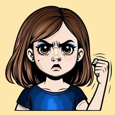 angry realistic girl