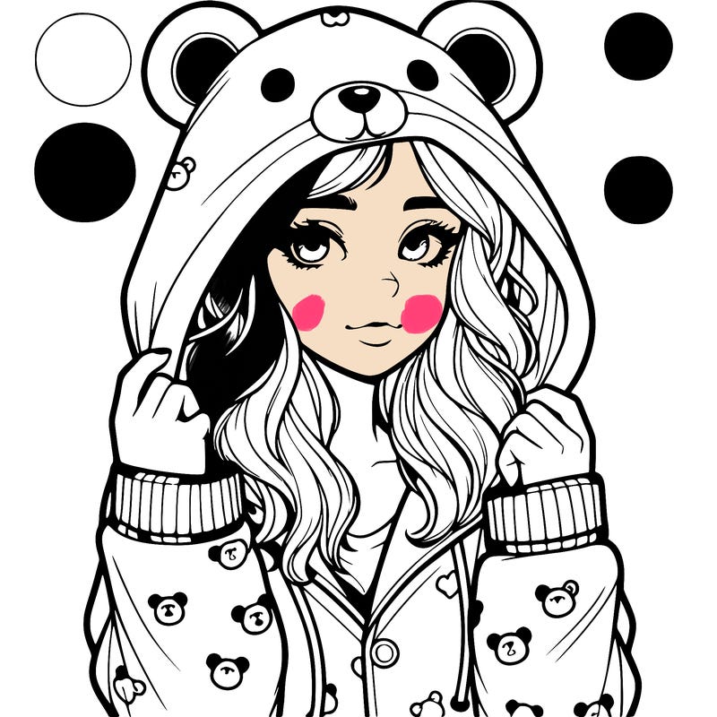 realistic girl in a animal pjs hoodie