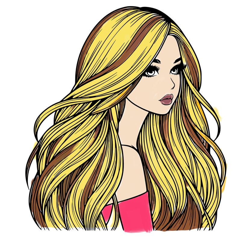 realistic girl with long realistic hair